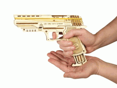 Laser Cut Rubber Band Gun 3mm Plywood, Wooden Rubber Gun Vector File