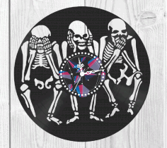 Laser Cut Skull Wall Clock CDR and DXF File