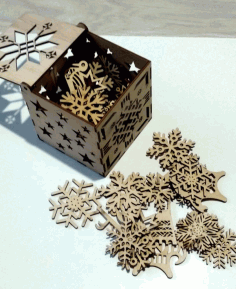 Laser Cut Snowflakes Christmas Decoration Box CDR File