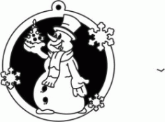 Laser Cut Snowman Decorated Tree Plasma Decal DXF Vectors File
