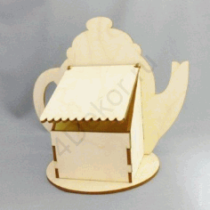 Laser Cut Teapot Shaped Tea Box Free CDR Vectors File