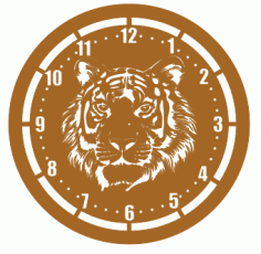 Laser Cut Tiger Wall Clock Free Vector CDR and DXF File
