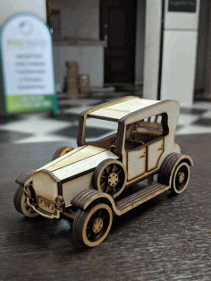 Laser Cut Vintage Wooden Classic Car Vehicle Free CDR Vectors File
