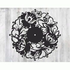 Laser Cut Wall Clock of Flowers Free CDR and DXF Vector