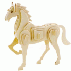 Laser Cut Wooden 3D Puzzle Horse, 3D Animal Model Design Vector File