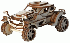 Laser Cut Wooden 3D Puzzle Jeep, Wooden 3D Model Design Vector File