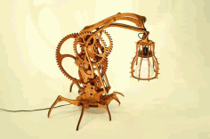 Laser Cut Wooden 3D Puzzle Scorpion Lamp, 3D Lamp, Wooden Lamp Vector File