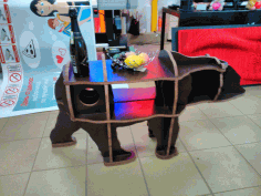 Laser Cut Wooden Bear 3D Shelf CDR Vectors File
