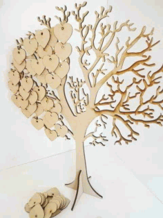Laser Cut Wooden Decorative Hanging Hearts Tree Vector File