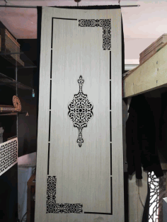 Laser Cut Wooden Door Panel Design Vector File