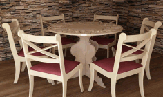 Laser Cut Wooden Eight Seater Dinning Table DXF File