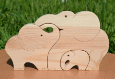 Laser Cut Wooden Elephants Jigsaw Puzzle DXF File
