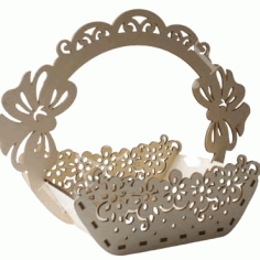 Laser Cut Wooden Fruit Basket, Wooden Flower Basket for Candy Vector File