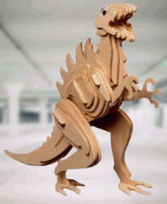 Laser Cut Wooden Godzilla 3D Model, 3D Puzzle Animal Model Vector File