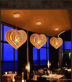 Laser Cut Wooden Heart Shaped Ceiling Lamp Ai Vector File
