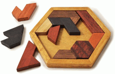 Laser Cut Wooden Hexagon Puzzle Game for Kids Educational Gift Vector File