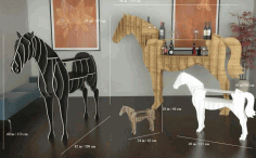 Laser Cut Wooden Horse Shelf, 3D Wood Animal Shelf CDR File