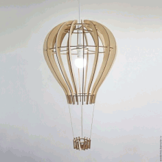 Laser cut Wooden Hot Air Balloon Lamp CDR Vectors File