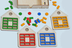 Laser Cut Wooden House Shape Sorter Toy CDR File
