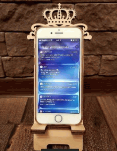 Laser Cut Wooden King Phone Stand Drawing CDR File