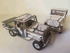 Laser Cut Wooden Layout of Toyota Land Cruiser 3D Model PDF File