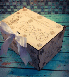 Laser Cut Wooden Mini New Year Box CDR Vectors File