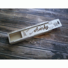 Laser Cut Wooden Mini School Pencil Box CDR Vectors File
