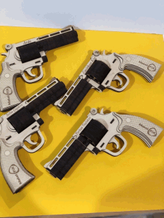 Laser Cut Wooden Pistol Firearm Revolver Laser Cut DXF File