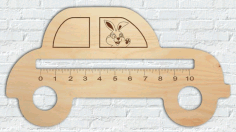Laser Cut Wooden Ruler Car Shape Free CDR Vectors File