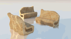 Laser Cut Wooden Sofa Layout, Wooden Furniture Design, Modern Sofa Vector File