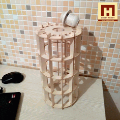 Laser Cut Wooden Tower 3D Lamp DXF File