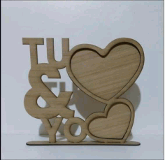 Laser Cut Wooden You and Me Photo Frame, Couple Photo Frame Vector File