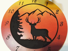 Laser Cutting Wooden Deer Wall Clock DXF File
