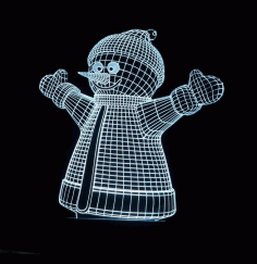 Laser Engraving Snowman Decor 3D Acrylic Lamp CDR Vectors File