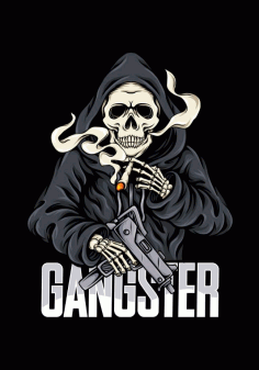 Laser Printing Skull Gangster Silhouette Sticker Free PDF File