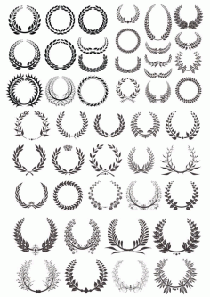 Laurel Wreath Vector Basic Black Collection Free Vector CDR File
