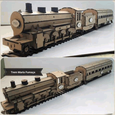 Locomotive Laser cutting 3d puzzle Free CDR Vectors File