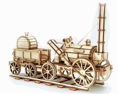 Locomotive Rocket 3D Wooden Puzzle Wood 3D Model
