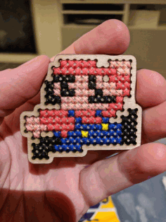 Mario Wooden Cross Stitch Shape Blank Laser Cut DXF File