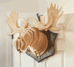 Moose Head Wall Mount Decor Template Laser Cut Free CDR File