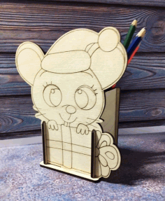 Mouse Pencil Holder Organizer Laser Cut Free CDR File