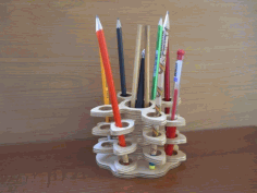 Multi Layered Art Design Pencil Holder Laser Cut Free CDR File