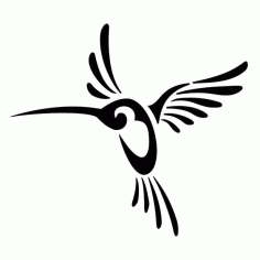 Nice Tribal Hummingbird Tattoo Design Free DXF Vectors File