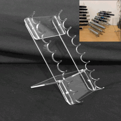 Nine Slot Pen Display Rack Laser Cutting Template DXF File