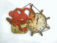 Octopus Wall Clock Laser Cut CDR File