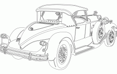 Old Classic Car Sticker DXF File