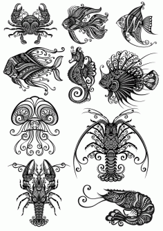 Ornament Sea Amimals Tattoo CDR File