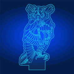 Owl 3D Illusion Lamp CDR File