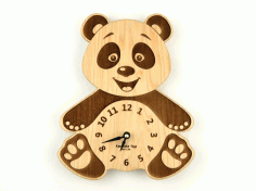 Panda Clock 3D Puzzle Laser Cut Free CDR Vectors File