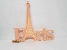 Paris Wooden Night Light Lamp Laser Cut Free DXF File
